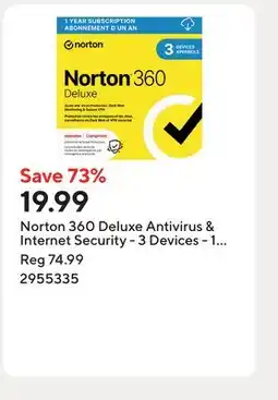 Staples Norton 360 Deluxe Antivirus & Internet Security - 3 Devices - 1 Year Subscription [Digital Download] offer