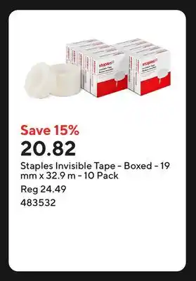 Staples Staples Invisible Tape - Boxed - 19 mm x 32.9 m offer