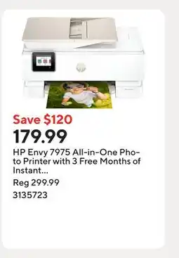 Staples HP Envy 7975 All-in-One Photo Printer with 3 Free Months of Instant Ink offer