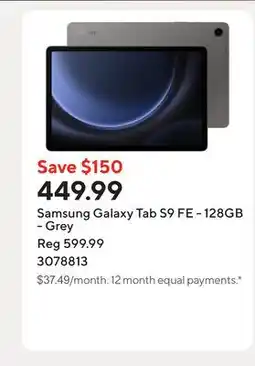 Staples Samsung Galaxy Tab S9 FE - 128GB - Grey offer