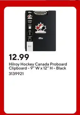 Staples Hilroy Hockey Canada Proboard Clipboard - 9 W x 12 H - Black offer