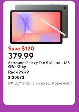 Staples Samsung Galaxy Tab S10 Lite - 128 GB - Grey offer