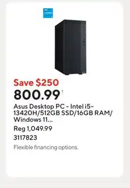 Staples Asus Desktop PC - Intel i5-13420H/512GB SSD/16GB RAM/Windows 11 Home/Grey offer