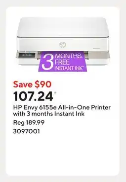 Staples HP Envy 6155e All-in-One Printer with 3 months Instant Ink offer