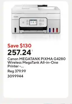 Staples Canon MEGATANK PIXMA G4280 Wireless MegaTank All-in-One Printer - White offer