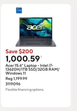 Staples Acer 15.6 Laptop - Intel i7-13620H/1TB SSD/32GB RAM/Windows 11 offer