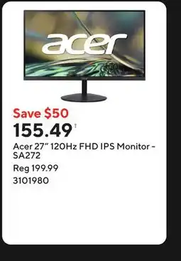 Staples Acer 27 120Hz FHD IPS Monitor - SA272 offer