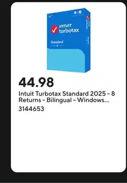 Staples Intuit Turbotax Standard 2025 - 8 Returns - Bilingual - Windows [Digital Download] offer