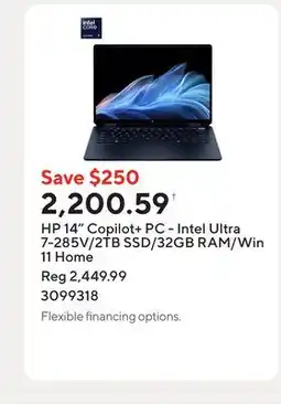 Staples HP 14 Copilot+ PC - Intel Ultra 7-285V/2TB SSD/32GB RAM/Win 11 Home offer