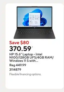Staples HP 15.6 Laptop - Intel N100/128GB UFS/4GB RAM/Windows 11 S with 1-year of Microsoft 365 offer