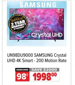 2001 Audio Video UN98DU9000 SAMSUNG 98|| Crystal UHD 4K Smart - 200 Motion Rate offer