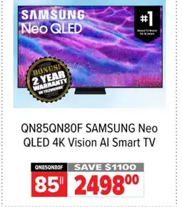 2001 Audio Video QN85QN80F SAMSUNG 85 Neo QLED 4K Vision AI Smart TV offer
