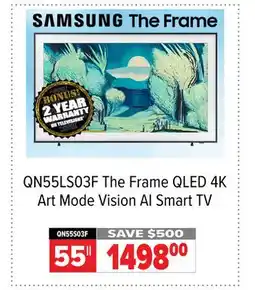 2001 Audio Video QN55LS03F SAMSUNG 55 The Frame QLED 4K Art Mode Vision AI Smart TV offer