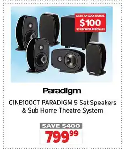 2001 Audio Video CINE100CT PARADIGM 5.1 AUDIO SPEAKER SYSTEM offer