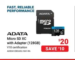 Visions Electronics ADATA Micro SD XC with Adapter (128GB) offer