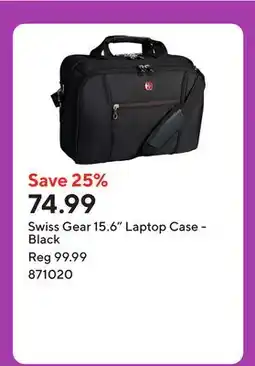 Staples Swiss Gear 15.6 Laptop Case - Black offer