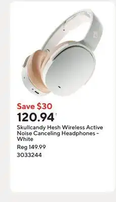 Staples Skullcandy Hesh Wireless Active Noise Canceling Headphones - White offer