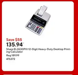 Staples Sharp EL2630PIII 12-Digit Heavy-Duty Desktop Printing Calculator offer