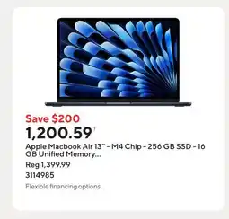 Staples Apple Macbook Air 13 - M4 Chip - 256 GB SSD - 16 GB Unified Memory - Midnight - English offer