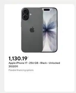 Staples Apple iPhone 17 - 256 GB - Black - Unlocked offer