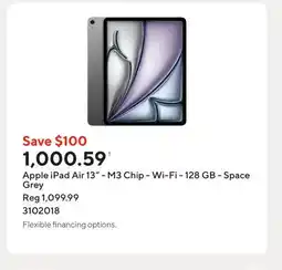 Staples Apple iPad Air 13 - M3 Chip - Wi-Fi - 128 GB - Space Grey offer