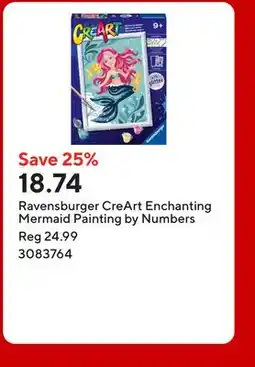 Staples Ravensburger CreArt Enchanting Mermaid Painting by Numbers offer
