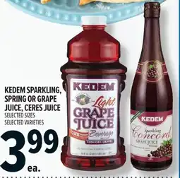 Metro Kedem sparkling, spring or grape juice, ceres juice offer