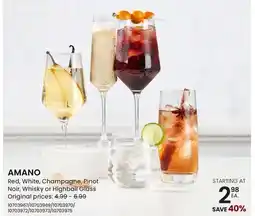 Stokes AMANO Red, White, Champagne, Pinot Noir, Whisky or Highball Glass offer