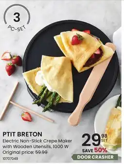 Stokes PTIT BRETON Electric Non-Stick Crepe Maker with Wooden Utensils offer