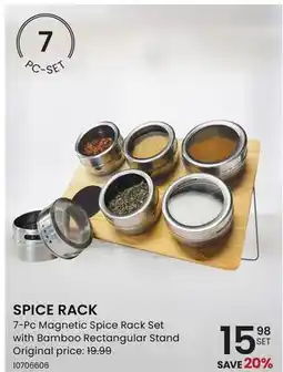 Stokes SPICE RACK 7-Pc Magnetic Spice Rack Set with Bamboo Rectangular Stand offer