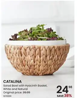 Stokes CATALINA Salad Bowl with Hyacinth Basket, White and Natural offer