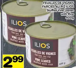 Supermarché PA FEUILLES DE VIGNES FARCIES AU RIZ ILIOS | Stuffed Vine Leaves with Rice offer