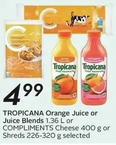 Sobeys Tropicana orange juice or juice blends offer