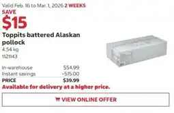 Costco Toppits battered Alaskan pollock offer