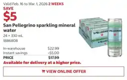 Costco San Pellegrino sparkling mineral water offer
