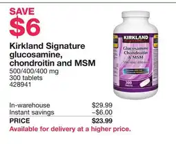Costco Kirkland Signature glucosamine, chondroitin and MSM offer