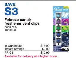 Costco Febreze car air freshener vent clips offer