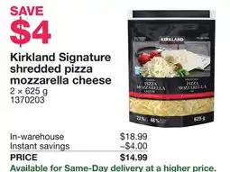 Costco Kirkland Signature shredded pizza mozzarella cheese offer
