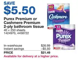 Costco Purex Premium or Cashmere Premium 2-ply bathroom tissue offer
