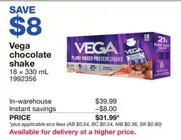 Costco Vega chocolate shake offer