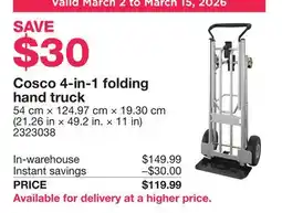 Costco Cosco 4-in-1 folding hand truck offer