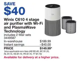 Costco Winix C610 4 stage air purifier with Wi-Fi and PlasmaWave Technology filter offer