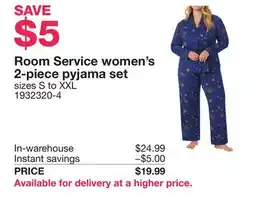Costco Room Service women's 2-piece pyjama set offer