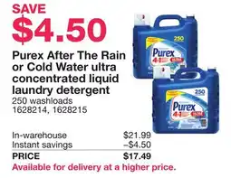 Costco Purex After The Rain or Cold Water ultra concentrated liquid laundry detergent offer