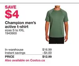 Costco Champion men's active t-shirt offer