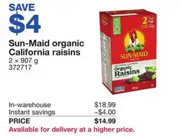 Costco Sun-Maid organic California raisins offer