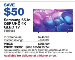 Costco Samsung 65-in. Q6F UHD 4K QLED TV offer