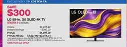 Costco LG 55-in. G5 OLED 4K TV SEARCH offer