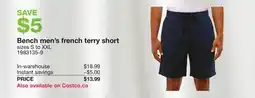 Costco Bench men's french terry short offer