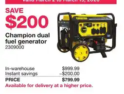 Costco Champion dual fuel generator offer